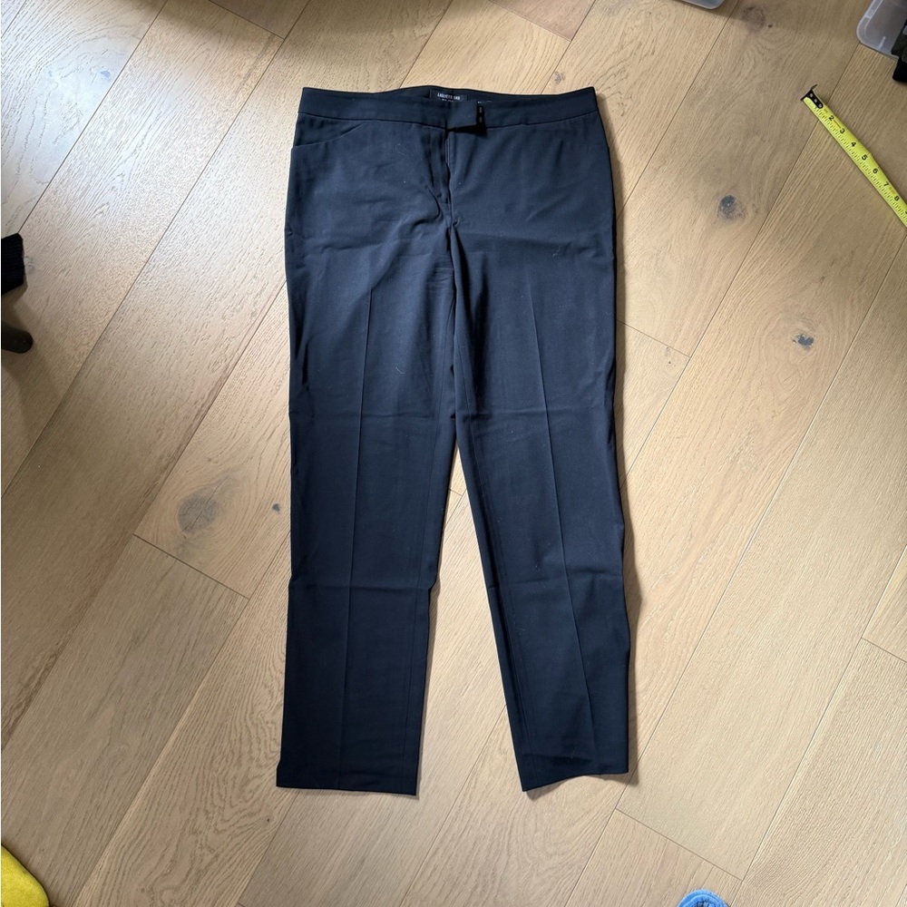 Lafayette 148 New York Black Dress Pants Flat Front Design Irving 8